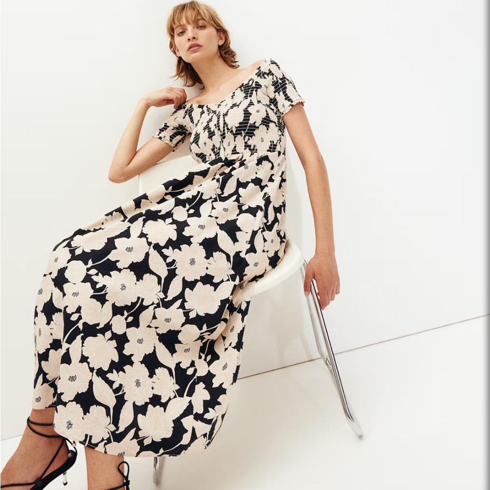 H&M Smocked Off-the-shoulder Dress